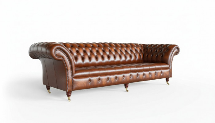 Sofa 4 miejsce do siedzenia Chesterfield Design Luksusowa Sofa Podkładka Couch New Brown