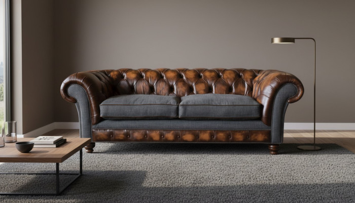 Chesterfield Design Luksusowa Podkładka Sofa Kanapa Siedziba Salon Skóra Nowość