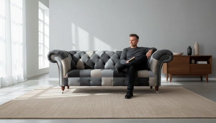 Nowoczesna sofa 3-miejscowa do siedzenia Chesterfield Trzyosobowa sofa do salonu Luksusowa kanapa w stylu