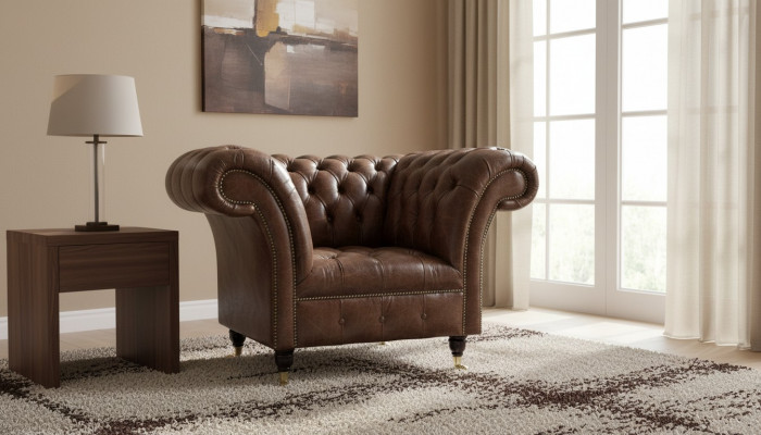 Chesterfield Fotel Klasyczny Design Salon Podkładka Jednoosobowa Styl Meble