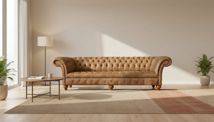 Sofa 4 miejsce do siedzenia Chesterfield Podkładka Living Room Design Luxury Drewno Nowa