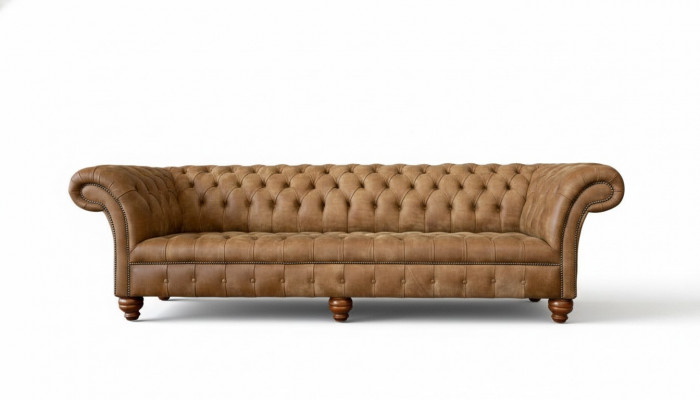 Sofa 4 miejsce do siedzenia Chesterfield Podkładka Living Room Design Luxury Drewno Nowa