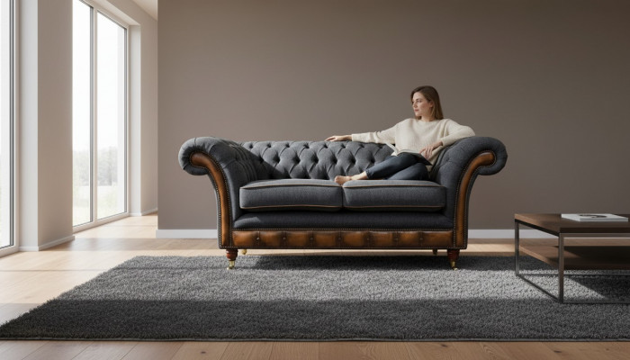 Sofa 2 miejsce do siedzenia Design Sofy Podkładka Kanapy Włókienniczy Chesterfield dwumiejscowy