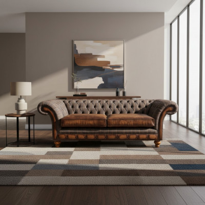 Salon Nowoczesna Sofa 3 miejsce do siedzenia Design Style Meble Chesterfield Sofy Szara Nowość