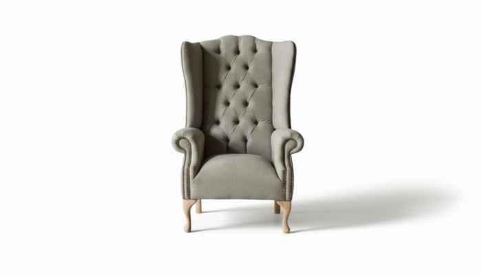 Szare uszyFotel Fotel Design Podkładka Chesterfield Włókienniczy do salonu