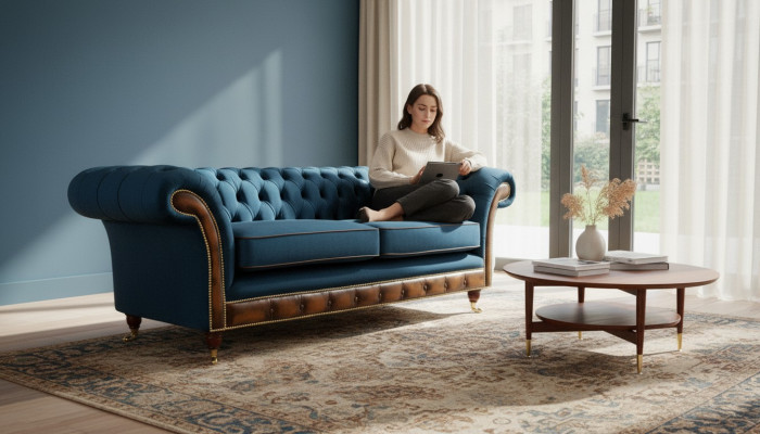 Designerska kanapa trzyosobowa Podkładka Sofa Chesterfield Pokój Meble Siedziba