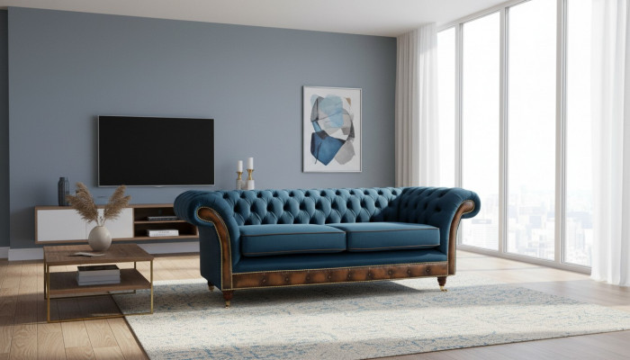 Designerska kanapa trzyosobowa Podkładka Sofa Chesterfield Pokój Meble Siedziba