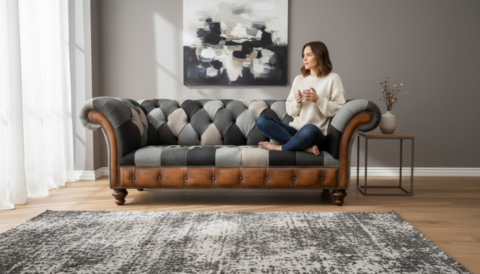 Chesterfield 3 miejsce do siedzenia Kanapa Podkładka Włókienniczy Kanapy Sofa do Salonu Nowość