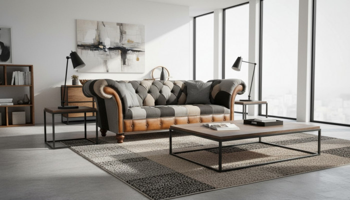 Chesterfield 3 miejsce do siedzenia Kanapa Podkładka Włókienniczy Kanapy Sofa do Salonu Nowość