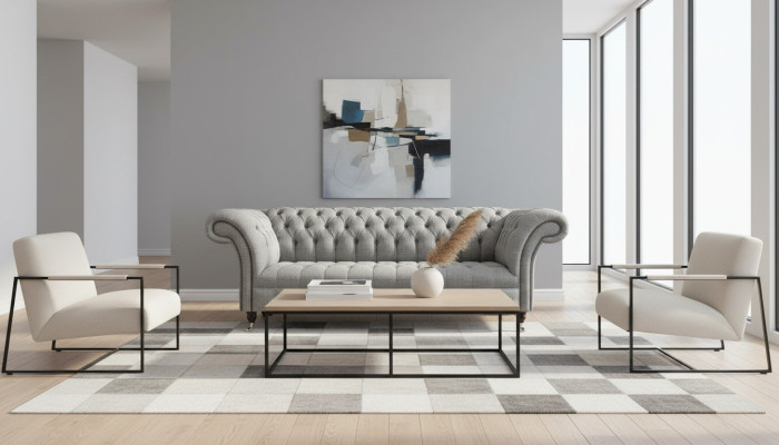 Chesterfield 3 miejsce siedzące Sofa Grey Design Couches Podkładka Sofy Couches
