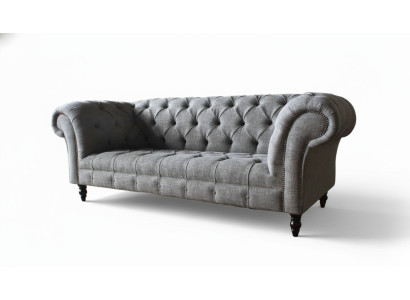 Chesterfield Couch Sofa Podkładka 3 miejsce do siedzenia Kanapy Siedziba Sofy Szare Nowe