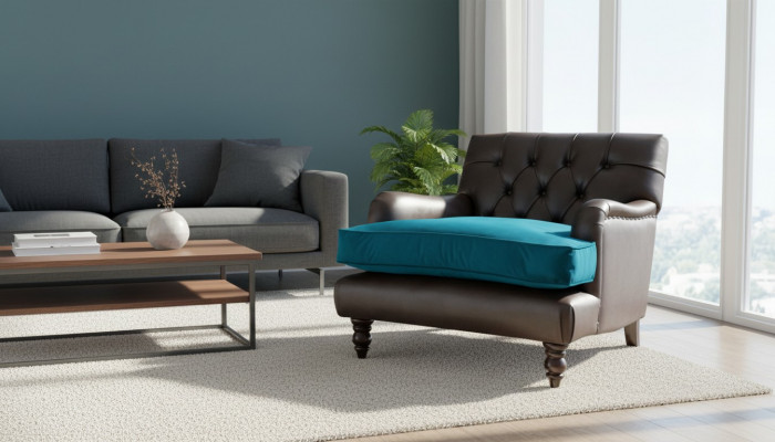 Chesterfield Fotel Couch 1 miejsce do siedzenia Sofy Podkładka Sofa Skóra Szara