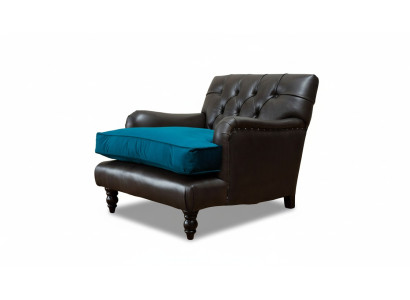 Chesterfield Fotel Couch 1 miejsce do siedzenia Sofy Podkładka Sofa Skóra Szara