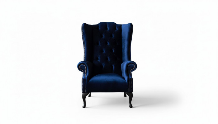 EarsFotel Chesterfield Sofa Couch Podkładka 1 miejsce siedzące Fotel Włókienniczy Blue
