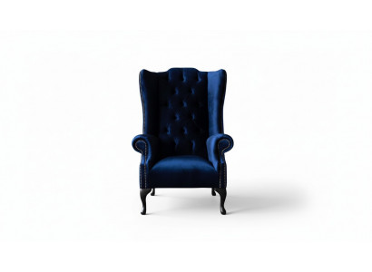 EarsFotel Chesterfield Sofa Couch Podkładka 1 miejsce siedzące Fotel Włókienniczy Blue
