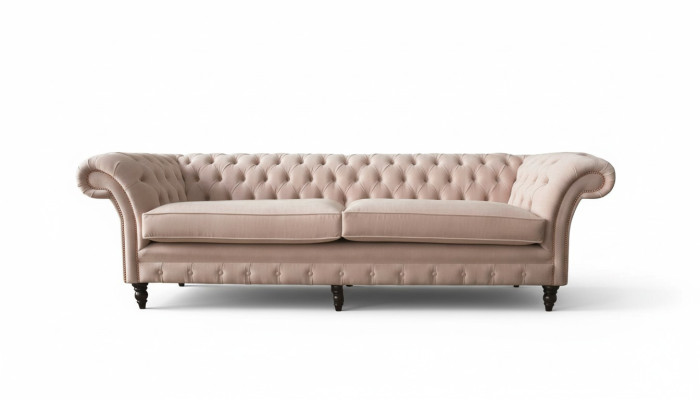 Modern Chesterfield 4 miejsce do siedzenia Design Sofa Różowe Meble tapicerowane Sofy Materiał Włókienniczy