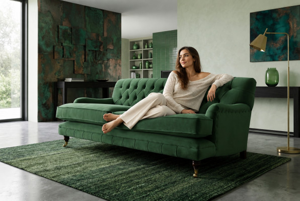 Chesterfield Sofa 3 miejsce do siedzenia Material Couch Podkładka Sofy Włókiennicze trzyosobowe