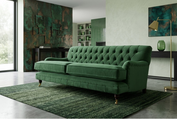 Chesterfield Sofa 3 miejsce do siedzenia Material Couch Podkładka Sofy Włókiennicze trzyosobowe