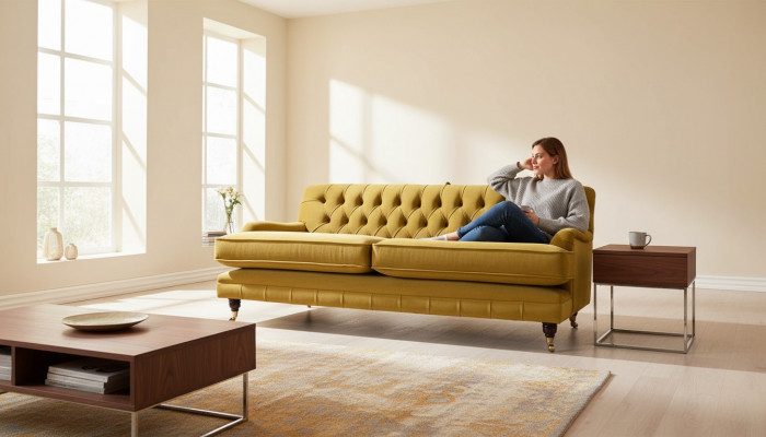 Chesterfield Sofa 3 miejsce do siedzenia Podkładka Włókienniczy Material Kanapy Eleganckie sofy