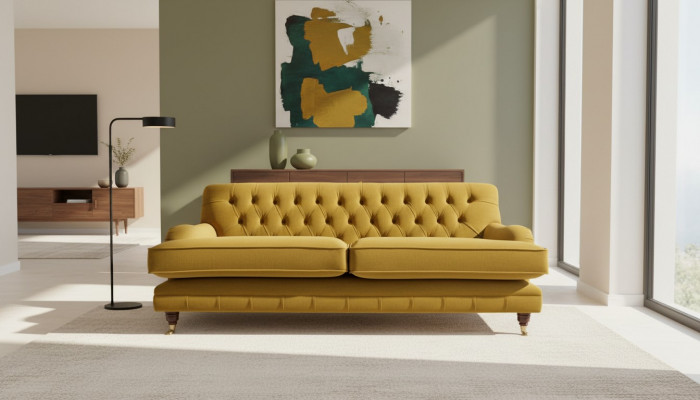Chesterfield Sofa 3 miejsce do siedzenia Podkładka Włókienniczy Material Kanapy Eleganckie sofy