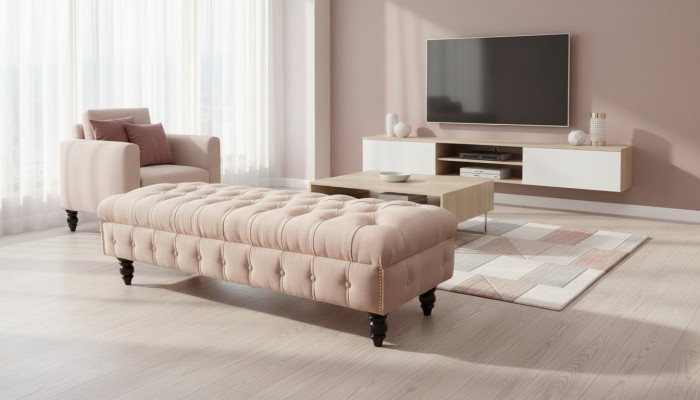 Podnóżek Stołek tapicerowany otomana Chesterfield
