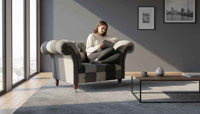 Sofa 1 miejsce do siedzenia Włókienniczy Lounge Luxury Podkładka miejsce do siedzenia New Fotel Design Couch