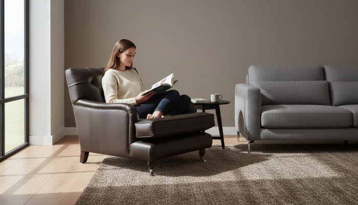 Designerski Fotel 1 miejsce siedzące Brown Skóra Włókienniczy Luksusowa Sofa Chesterfield