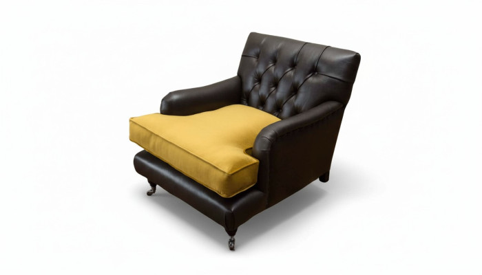 Fotel Couch Sofa Skóra Brown Lounge Podkładka miejsce siedzące Luxury Design Club
