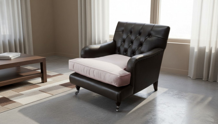 Fotel Design Sofa Relaks Lounge Brązowa Podkładka Luksusowa Chesterfield Nowa