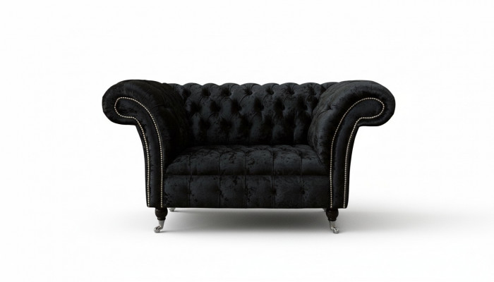 Chesterfield Fotel Design Podkładka Couch Czarny Włókienniczy Materiał Lounge