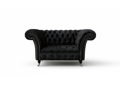 Chesterfield Fotel Design Podkładka Couch Czarny Włókienniczy Materiał Lounge