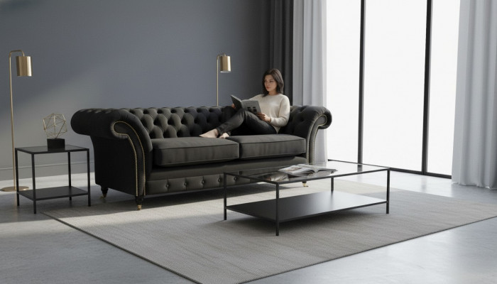 Chesterfield Sofa 3 miejsce do siedzenia Sofa Podkładka Luksusowe Włókiennicze Kanapy Sofy