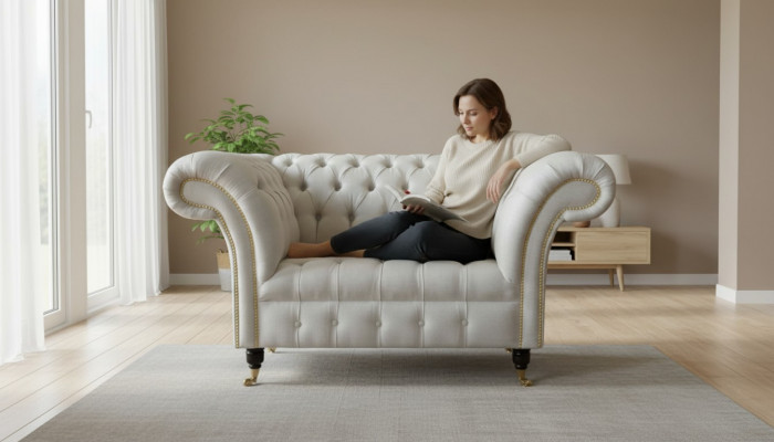 Sofa 1,5 miejsce do siedzenia Couch Design Podkładka Modern Włókienniczy Material Couches Nowość