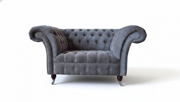 Chesterfield Sofa 1,5 miejsce do siedzenia Sofa Podkładka Design Sofy Siedziba Podkładka Szara