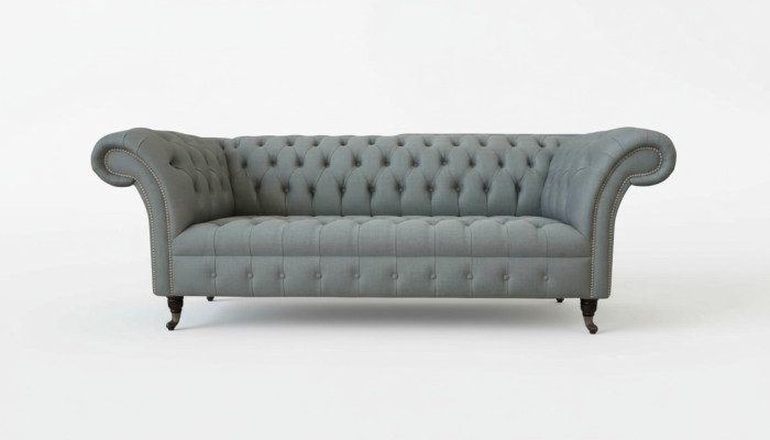 Sofa 3 miejsce do siedzenia Materiał kanapy Nowoczesny Luksus Szary Chesterfield Trzyosobowy Nowy