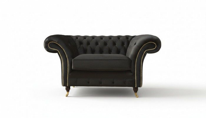 Chesterfield Fotel Lounge Czarny Sofa Kanapa Podkładka Modern Włókienniczy Nowy