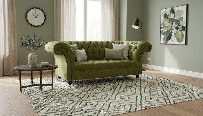 Sofa 2 miejsce do siedzenia Sofa Podkładka Sofa Materiał Chesterfield Couches Zielona Nowa
