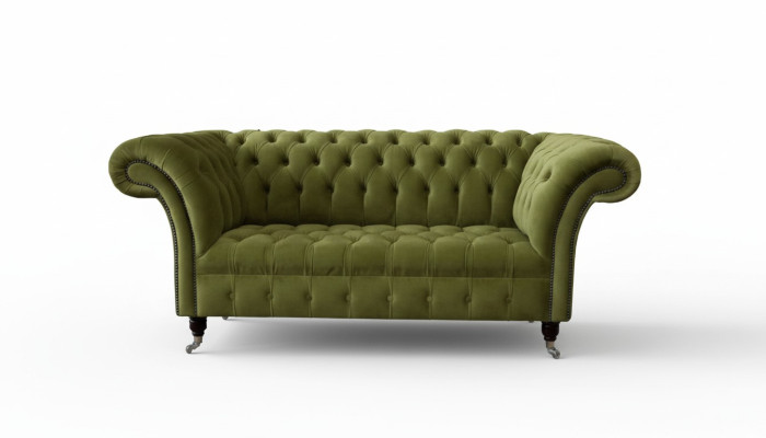 Sofa 2 miejsce do siedzenia Sofa Podkładka Sofa Materiał Chesterfield Couches Zielona Nowa