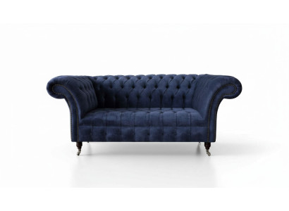 Chesterfield Design Sofa Couch 2 miejsce do siedzenia Podkładka Blue Sofas Couches Nowość