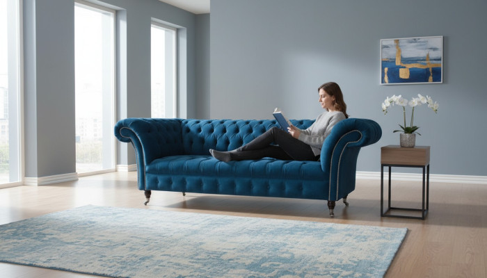 Kanapa trzyosobowa Podkładka Sofa Chesterfield projekt sofy kanapy Włókiennicze