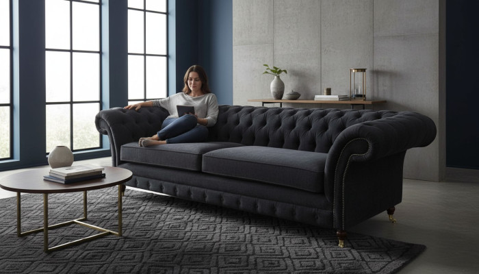 Sofa trzyosobowa Podkładka Czarny Sofa 3 Siedziba Sofy Pokój Meble Design