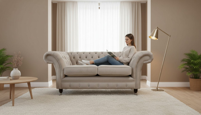 Chesterfield Włókienniczy Podkładka Sofa Design Luxury Couch Material Sofy 2 miejsce do siedzenia