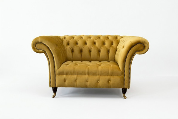 Kanapa Chesterfield Yellow Fotel Podkładka Luksusowe Kanapy Włókiennicze Nowe