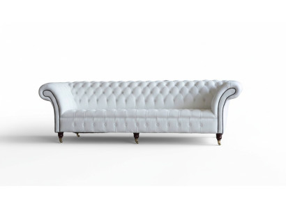 Chesterfield Sofas Design Luxury Biały Włókienniczy Sofa 4 miejsce do siedzenia Material Czteroosobowa