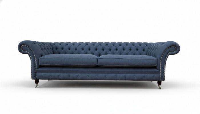 Design Sofa 4 miejsce do siedzenia Sofa Włókienniczy Podkładka Blue Sofas Chesterfield Nowość