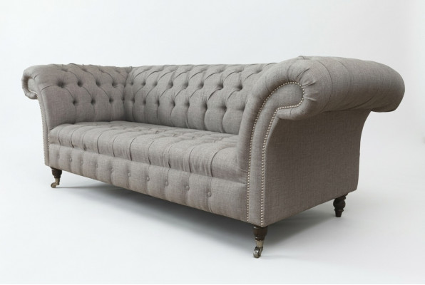 Chesterfield 3 miejsce do siedzenia Podkładka Couch Sofa Kanapy Włókienniczy Modern Style Grey