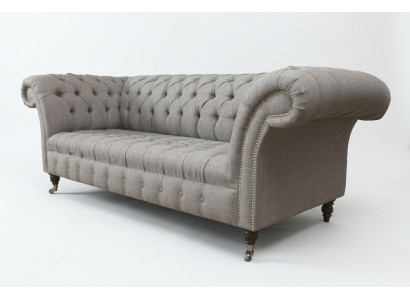 Chesterfield 3 miejsce do siedzenia Podkładka Couch Sofa Kanapy Włókienniczy Modern Style Grey