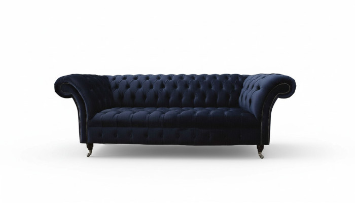 Luksusowa Sofa Trzyosobowa Niebieski Materiał Włókienniczy Styl Kanapy Sofy Kanapy Meble