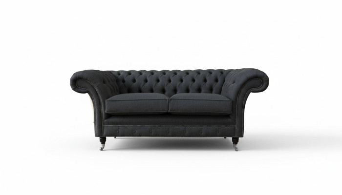 Chesterfield Sofa 2 miejsce do siedzenia Sofa Podkładka Material Couchen Grau Włókienniczy Nowość