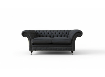 Chesterfield Sofa 2 miejsce do siedzenia Sofa Podkładka Material Couchen Grau Włókienniczy Nowość